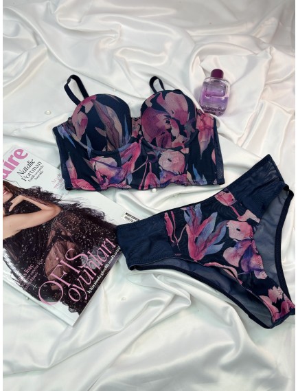 Mugina Allure Navy Blue Büstiyer Takımı Destekli (Push Up)