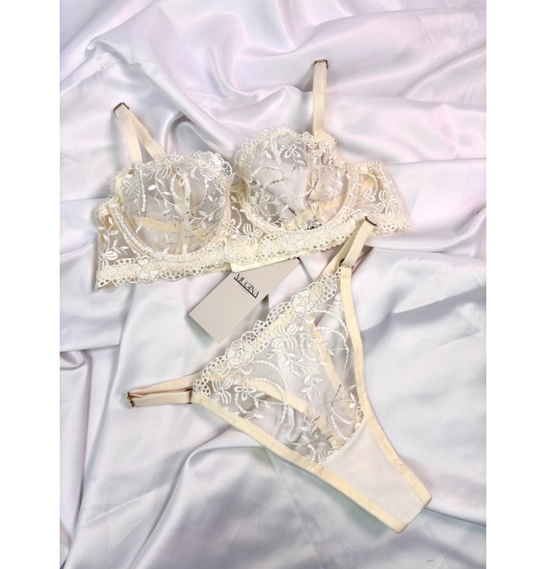 Mugina Divine Krem Alt Üst Bralet Takımı (ayarlanabilir sütyen ve külot) 