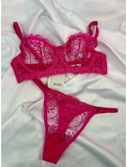  Mugina Divine Pembe Alt Üst Bralet Takımı (ayarlanabilir sütyen ve külot) 