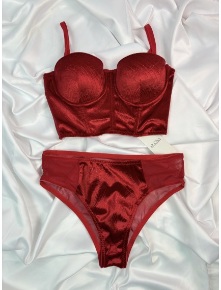  Mugina Radiant Kırmızı Büstiyer Takımı (DESTEKLİ)