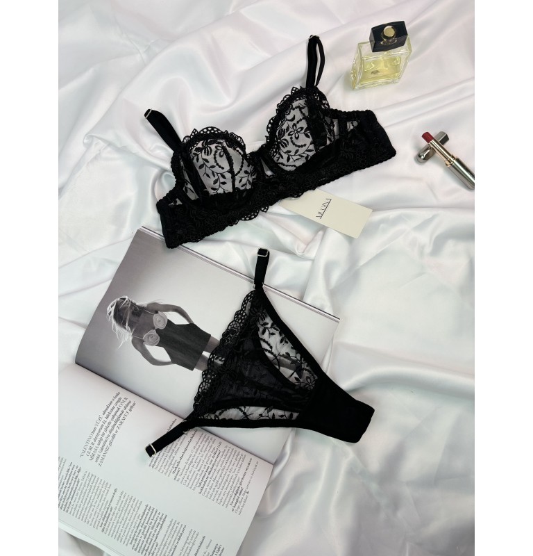 Mugina Divine Siyah Alt Üst Bralet Takımı (ayarlanabilir sütyen ve külot) 