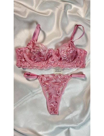 Mugina Celestia Pembe Alt Üst Bralet Takımı (ayarlanabilir sütyen ve külot)