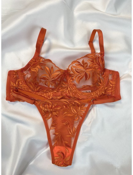 Mugina Celestia Turuncu Alt Üst Bralet Takımı (ayarlanabilir sütyen ve külot)